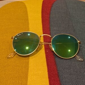 Ray-Ban Gold Frame Sunglasses with Green Lenses